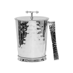 Graham Lidded Ice Bucket   Measurements: 6.0\W x 7.5\H x 6.0\L

Made in: India

Made of: Metal

Care:  Not dishwasher, oven or microwave safe. Handwash with a gentle detergent and dry promptly with a soft cloth. Do not soak or leave unwashed overnight. Do not use abrasive cleaners, steel wool, or scouring pads that can scratch and dull metal surfaces. 
